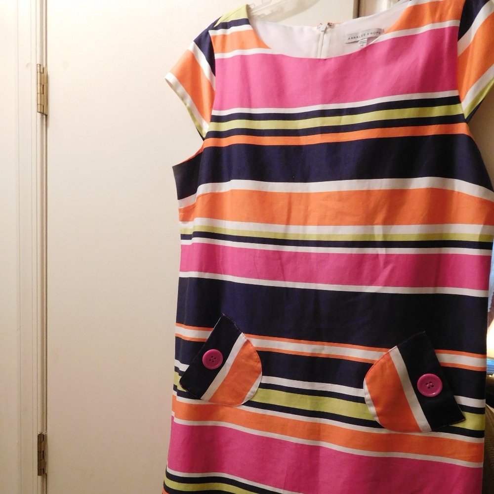 Annalee + Hope Multi-colored (pink, lime green, orange and black) Dress—Size 14